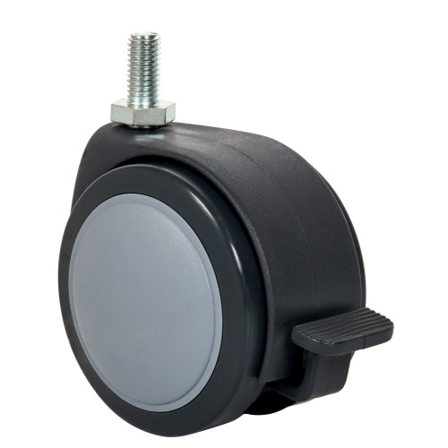 SERIE DKG-PU, Espiga roscada/Giratorio/Freno Rueda