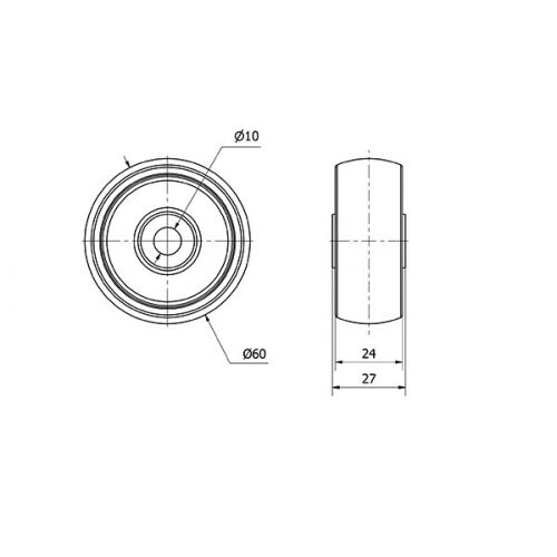 RUEDA BP62-10-27 PLASTICO BLANCO EJE LISO