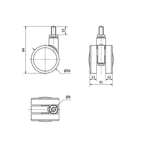R.GIR.ESPIGA ROSCADA M8x15 50DKP50 NYLON-PLATEADA