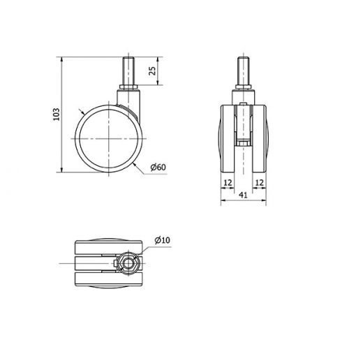 R.GIR.ESPIGA ROSCADA M10x25 50DKP60 NYLON-PLATEADA