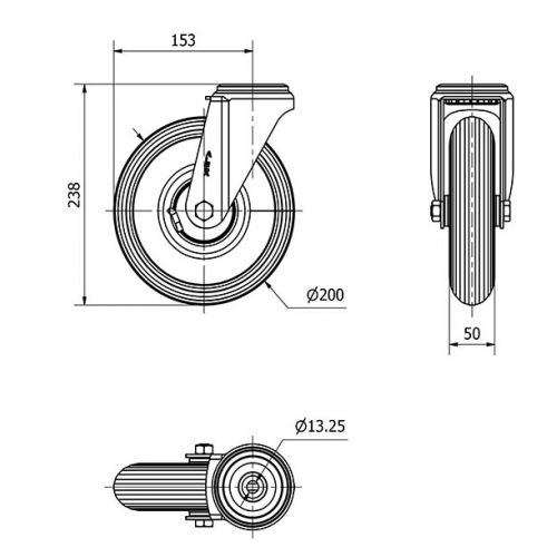 R.GIR.AGUJERO M12 20ZV200-RILR METALICO-NEUMATICA GRIS EJE RODILLOS