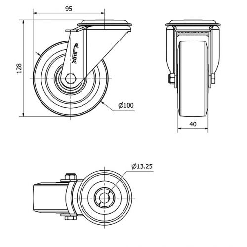 R.GIR.AGUJERO M12 20ZV100-DEB ALUMINIO-GOMA NEGRA ELASTICA EJE BOLAS