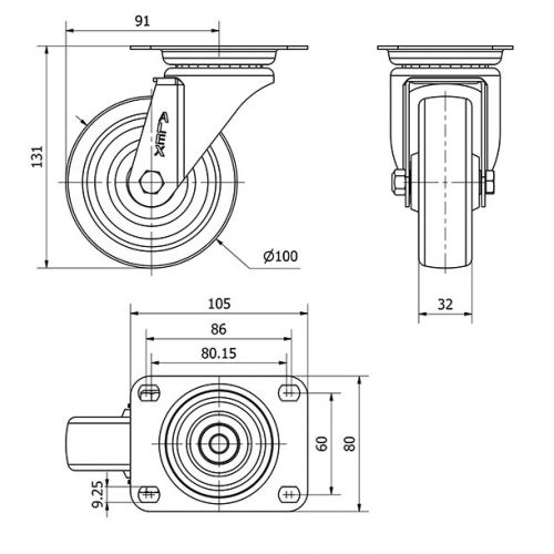 R.GIR.PLACA INOX.10ZVLI100-TD RESINA MARRON EJE LISO