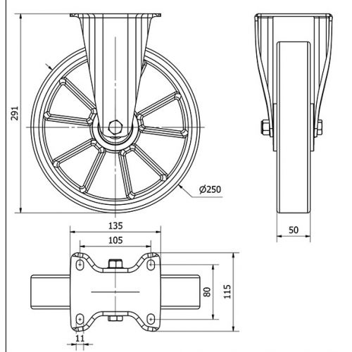 R.FIJA 17ZV250-AUB ALUMINIO-POLIUR.NARANJA EJE BOLAS