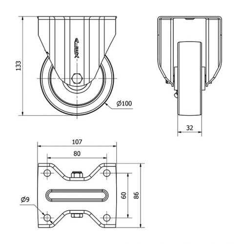 R.FIJA INOX.17ZVI100-FT NYLON BLANCO EXTRAFUERTE EJE LISO