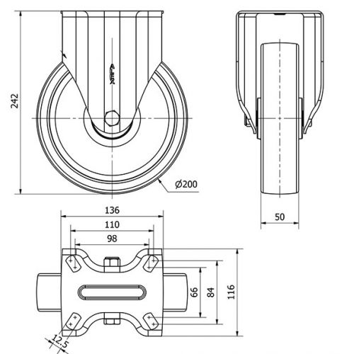 R.FIJA INOX.17ZVI200-FT NYLON BLANCO EXTRAFUERTE EJE LISO