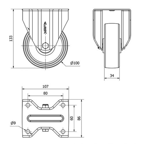 R.FIJA INOX.17ZVI100-UTR POLIAMIX BLANCO EJE RODILLOS