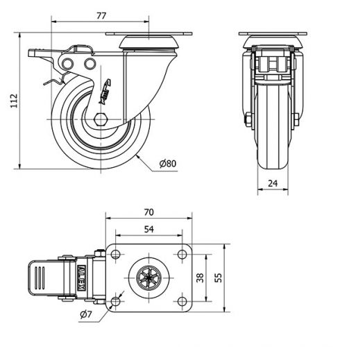 R.GIR.PLACA FRENO INOX.10BHIFD80CP-PPI POLIAMIX-POLIUR.ROJO EJE LISO