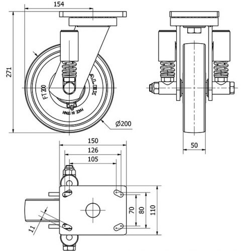 R.GIR.PLACA 10HLSE200-FTB SUSPENSION NYLON BLANCO EXTRAF.EJE BOLAS