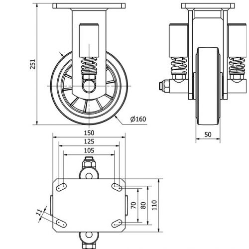 R.FIJA 17HLSE160-DEB SUSPENSION GOMA NEGRA ELASTICA EJE BOLAS