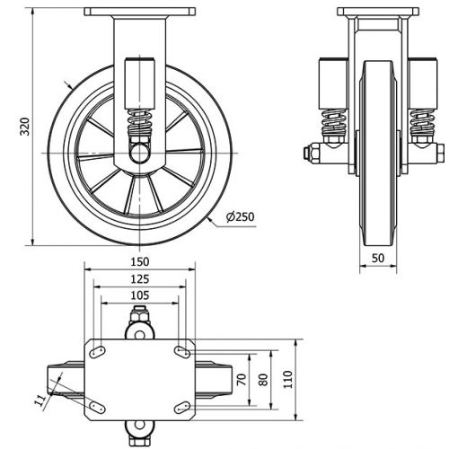 R.FIJA 17HLSE250-DEB SUSPENSION GOMA NEGRA ELASTICA EJE BOLAS