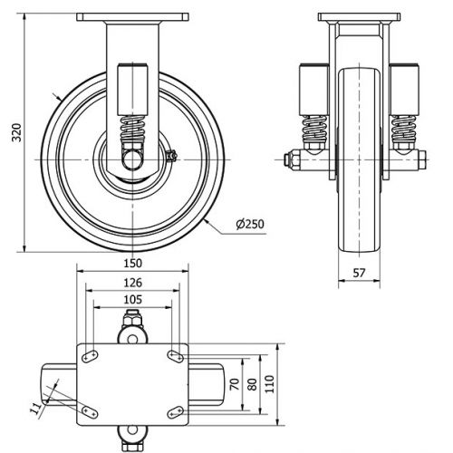 R.FIJA 17HLSE250-FTB SUSPENSION NYLON BLANCO EXTRAFUERTE EJE BOLAS