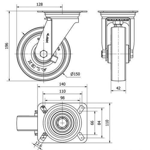 R.GIR.PLACA INOX.10ZVI150-POLR POLIAMIX BLANCO-POLIUR.MARRON RODILL.