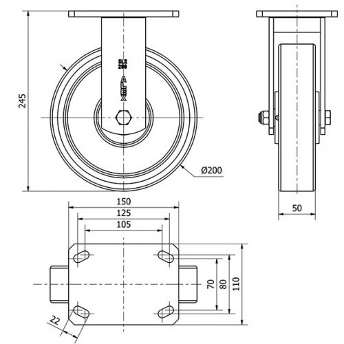 R.FIJA 17SLR200-HUB HIERRO-POLIUR.NARANJA EJE BOLAS