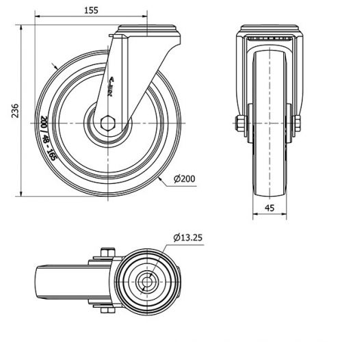 R.GIR.AGUJERO M12 20ZV200-PGR GOMA ELASTICA GRIS EJE RODILLOS