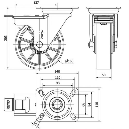 R.GIR.PLACA FRENO 4mm 10ZVRFD160-AUB ALUMINIO-POLIUR.NARANJA BOLAS