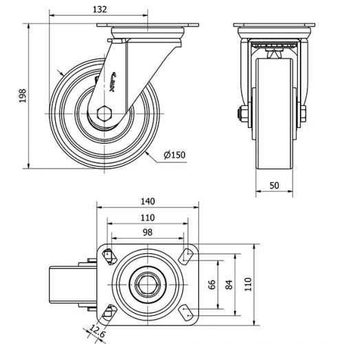 R.GIR.PLACA 4mm 10ZVR150-HUB HIERRO-POLIUR.NARANJA EJE BOLAS