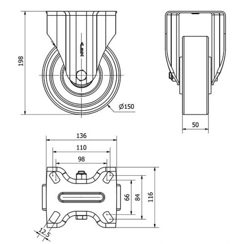 R.FIJA 4mm 17ZVR150-HUB HIERRO-POLIUR.NARANJA EJE BOLAS