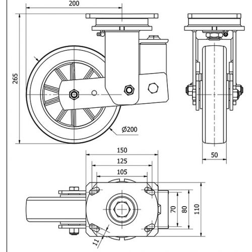 R.GIR.PLACA 10HLSB200-AUGB SUSPENSION ALUMINIO-POLIUR.VERDE BOLAS