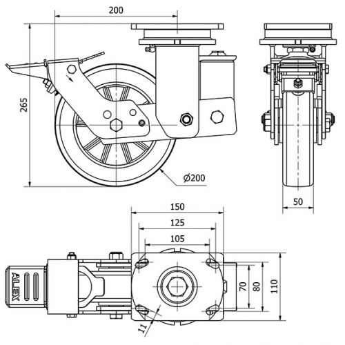 R.GIR.PLACA FRENO 10HLSBFN200-AUGB SUSPENSION POLIUR.VERDE EJE BOLAS