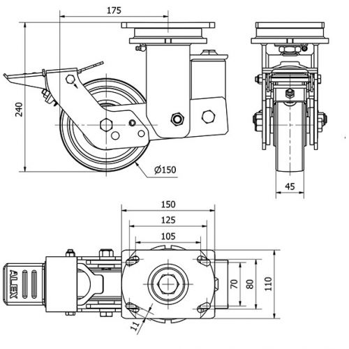 R.GIR.PLACA FR.10HLSBFN150-FTB SUSPENSION NYLON BLANCO EXTRAF.BOLAS