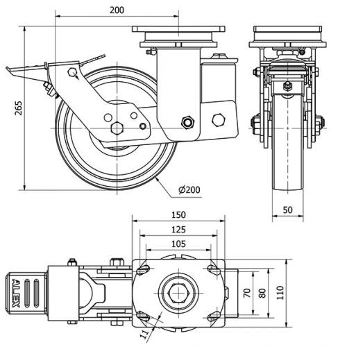 R.GIR.PLACA FR.10HLSBFN200-FTB SUSPENSION NYLON BLANCO EXTRAF.BOLAS