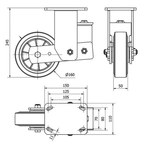 R.FIJA 17HLSB160-DEB SUSPENSION GOMA NEGRA ELASTICA EJE BOLAS