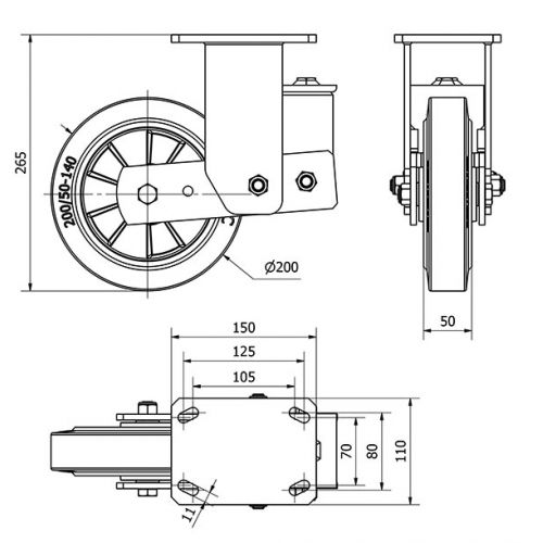 R.FIJA 17HLSB200-DEB SUSPENSION GOMA NEGRA ELASTICA EJE BOLAS