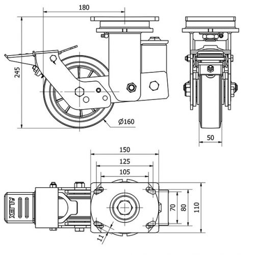 R.GIR.PLACA FR.10HLSBFN160-DEB SUSPENSION GOMA NEGRA ELASTICA BOLAS