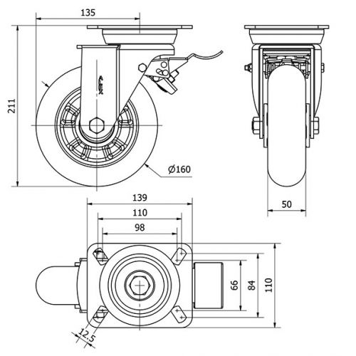 R.GIR.PLACA FRENO 10TVFD160-AUAB ALUMINIO-POLIUR.NARANJ.BOLAS BALONA