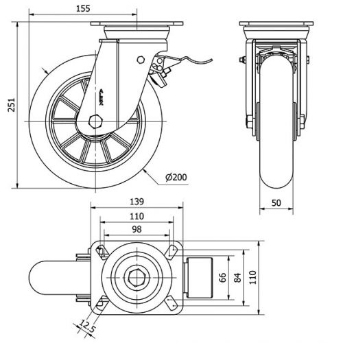 R.GIR.PLACA FRENO 10TVFD200-AUAB ALUMINIO-POLIUR.NARANJ.BOLAS BALONA