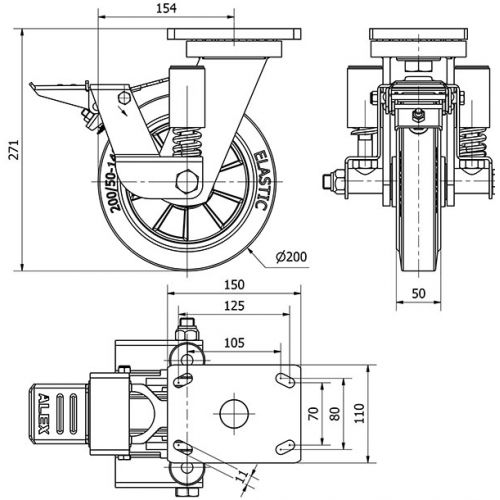 R.GIR.PLACA FR.10HLSEFN200-DEB SUSPENSION GOMA NEGRA ELASTICA BOLAS