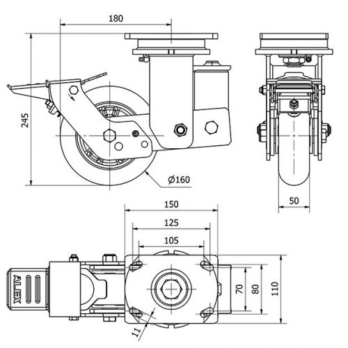 R.GIR.PLACA FR.10HLSBFN160-AUAGB SUSPENSION POLIUR.VERD.BOLAS BALONA