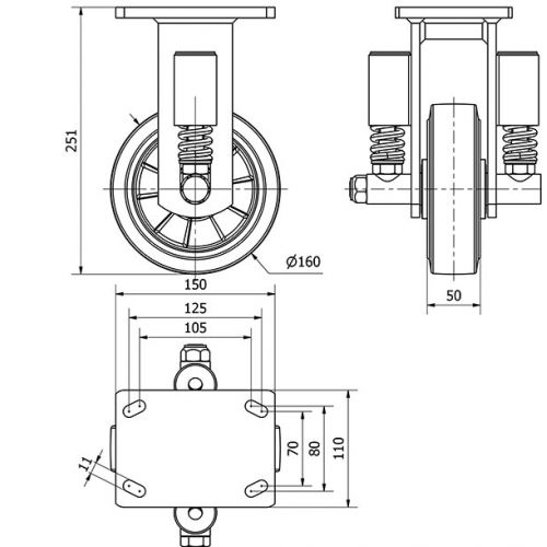 R.FIJA 17HLSE160-DEGB SUSPENSION GOMA GRIS ELASTICA EJE BOLAS