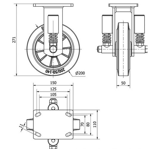 R.FIJA 17HLSE200-DEGB SUSPENSION GOMA GRIS ELASTICA EJE BOLAS