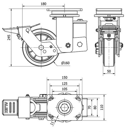 R.GIR.PLACA FR.10HLSBFN160-DEGB SUSPENSION GOMA GRIS ELASTICA BOLAS