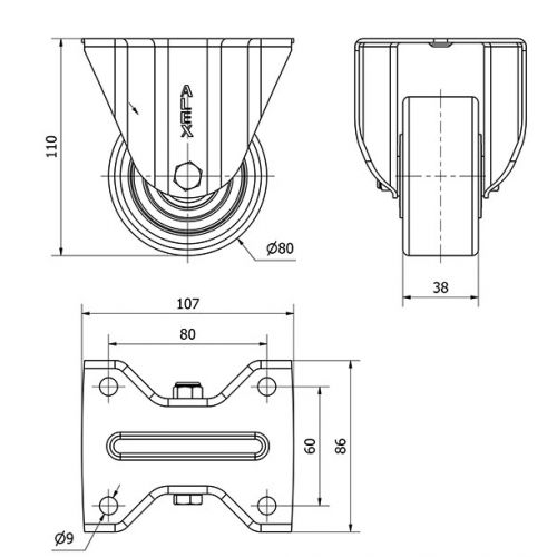 R.FIJA 17ZVL80-AUB ALUMINIO-POLIUR.NARANJA EJE BOLAS