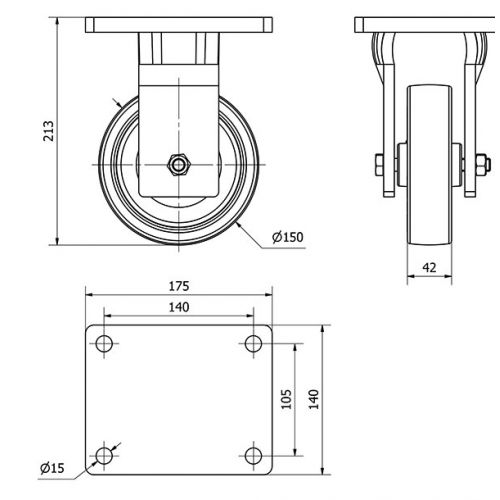 R.FIJA 17KV150-PO NYLON BLANCO-POLIUR.ROJO EJE LISO