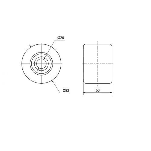 RODILLO TRANSPALETA KNB82-20-60 NYLON BLANCO EXTRAFUERTE EJE BOLAS