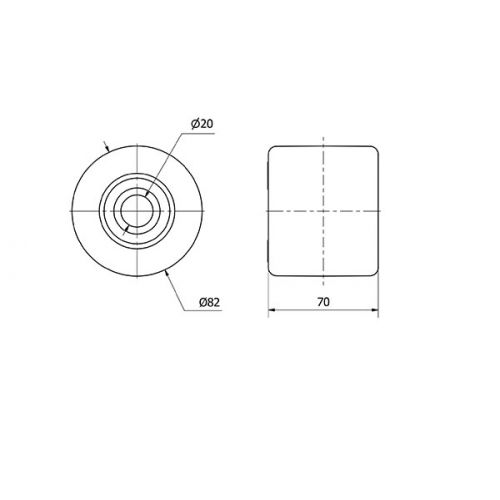 RODILLO TRANSPALETA KNB82-20-70 NYLON BLANCO EXTRAFUERTE EJE BOLAS
