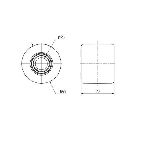 RODILLO TRANSPALETA KNB82-25-70 NYLON BLANCO EXTRAFUERTE EJE BOLAS