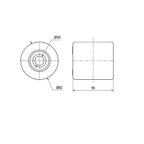 RODILLO TRANSPALETA KNB82-20-90 NYLON BLANCO EXTRAFUERTE EJE BOLAS