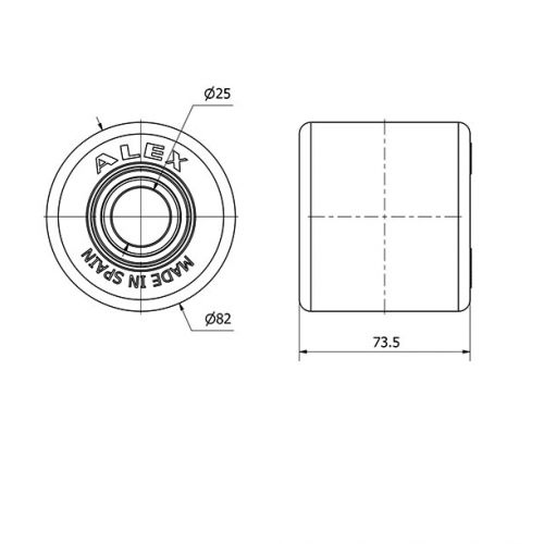 RODILLO TRANSPALETA KNB82-25-75 NYLON BLANCO EXTRAFUERTE EJE BOLAS