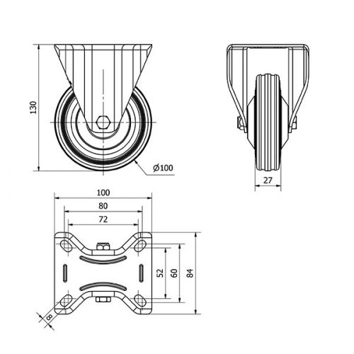 R.FIJA 120-100-2 CP METALICO-GOMA NEGRA EJE RODILLOS