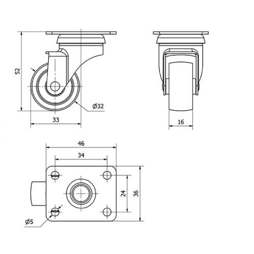 R.GIR.PLACA 602-030-1 POLIAMIX GRIS EJE LISO