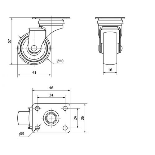 R.GIR.PLACA 602-040-1 POLIAMIX GRIS EJE LISO