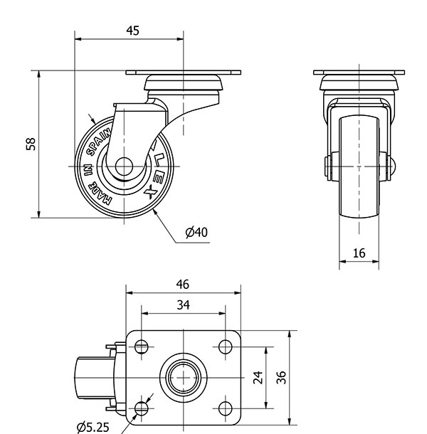 R.GIR.PLACA 10BSR40-PGI POLIAMIX-GOMA GRIS EJE LISO