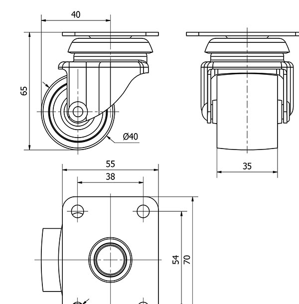 R.GIR.PLACA 10IBS40-KP POLIAMIX BLANCO EJE LISO