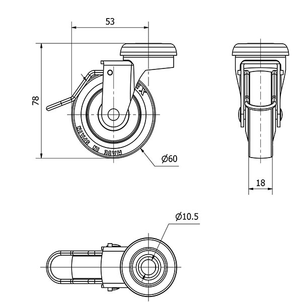 R.GIR.AGUJERO M10 FRENO VARIL.21BSRFV60CP-PGI POLIAMIX-GOMA GR.LISO