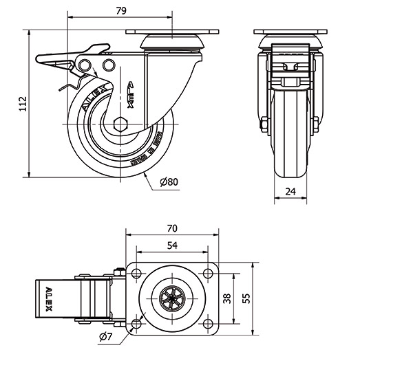 R.GIR.PLACA FRENO 10BHFD80CP-PGI POLIAMIX-GOMA GRIS EJE LISO